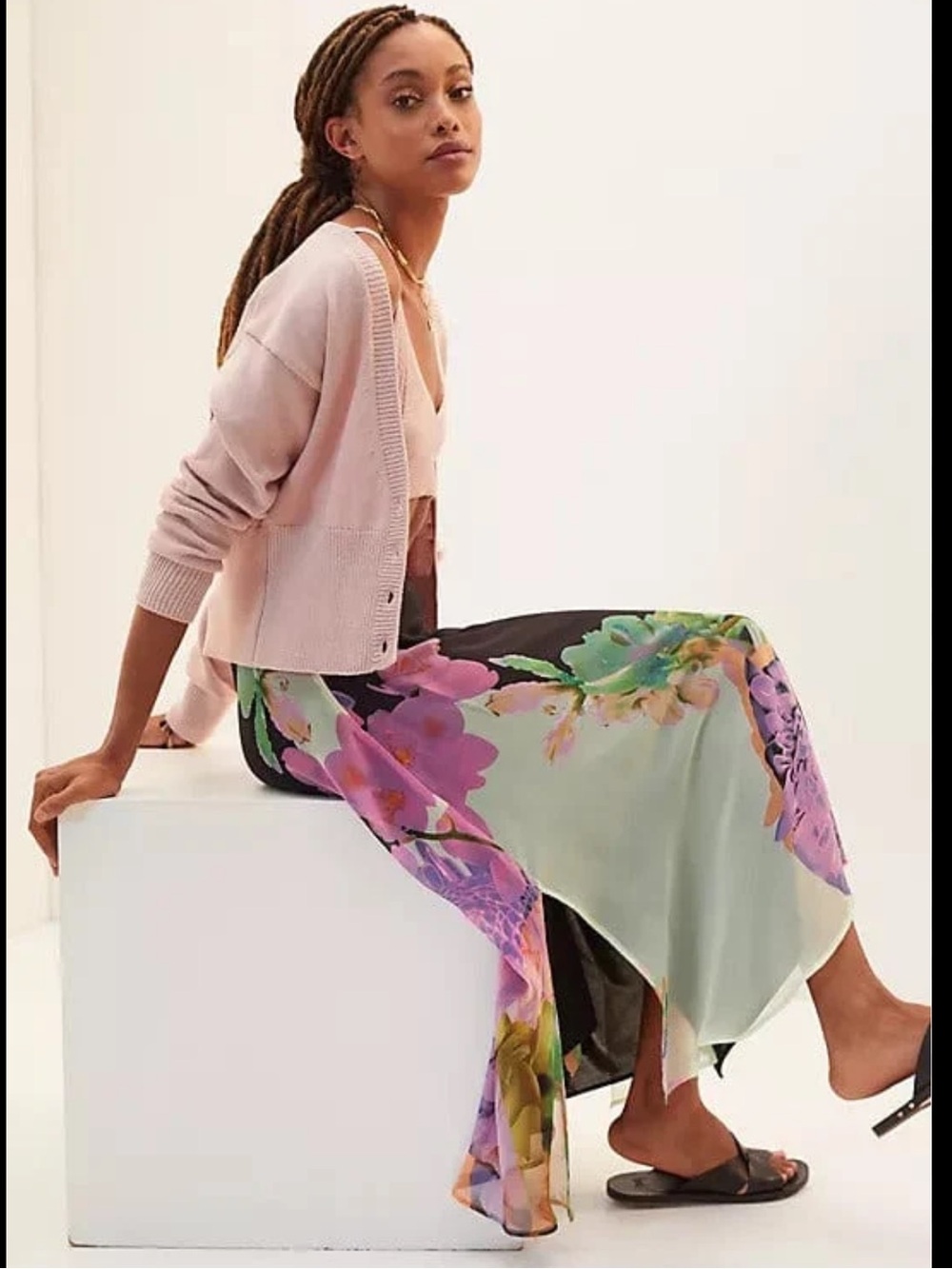 Eva Franco Floral Midi Skirt - Orchid Bloom